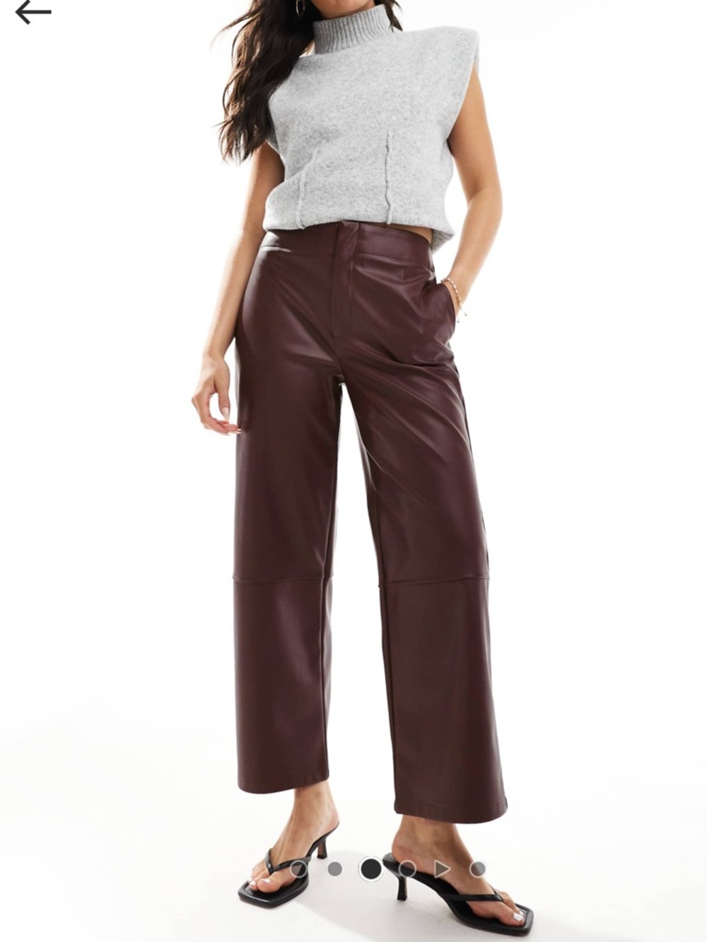 ASOS Faux Leather Cropped Pants Plum Size 6 Wide Leg Chic